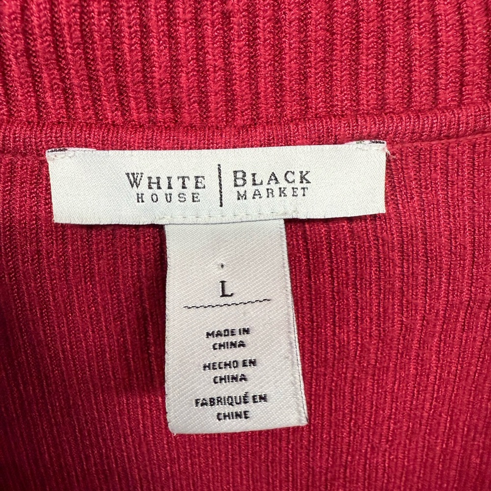White House Black Market Cowl Neck Peplum Sweater - Raspberry Red - Size Large - Picture 6 of 9